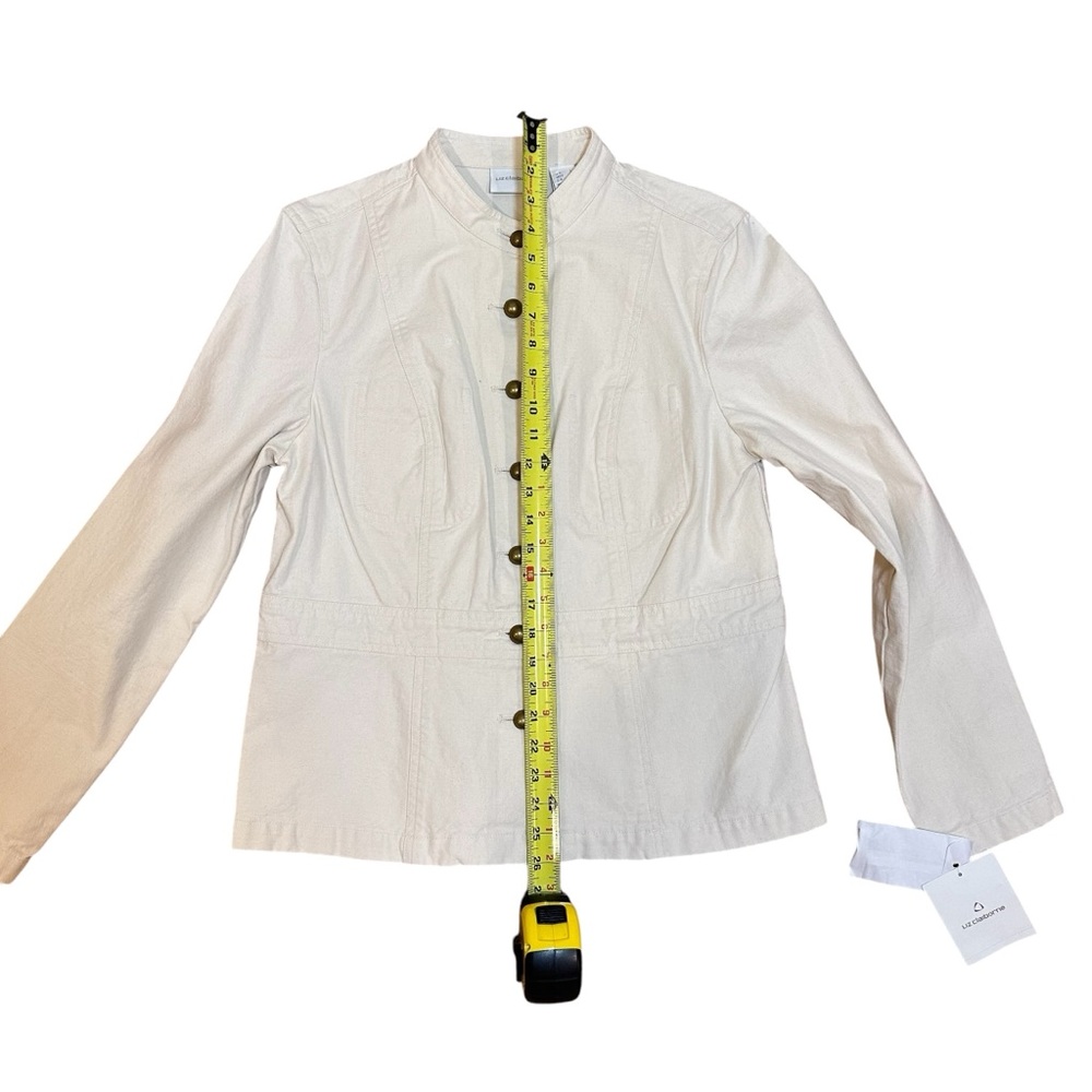 Liz Claiborne Ladies Denim Jacket with metal brass buttons Ivory Size Large NEW - Picture 7 of 9
